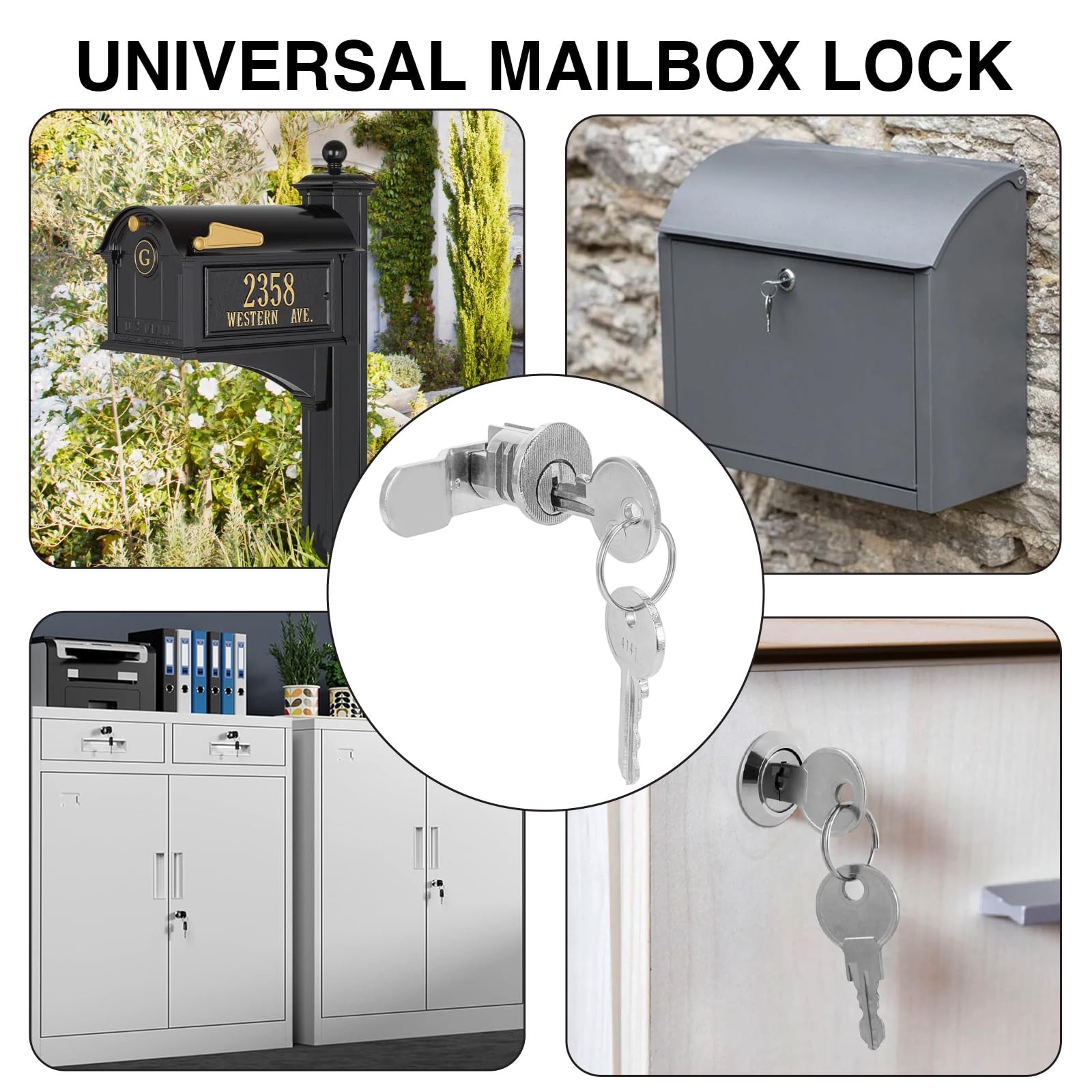 Mailbox Lock Replacement - Universal Mailbox Locks with 4 Keys - Easy to Inst...