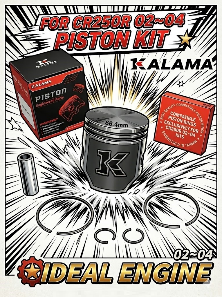 66.37mm Piston Kit for Honda CR250R 02~04 #13102-KSK-670