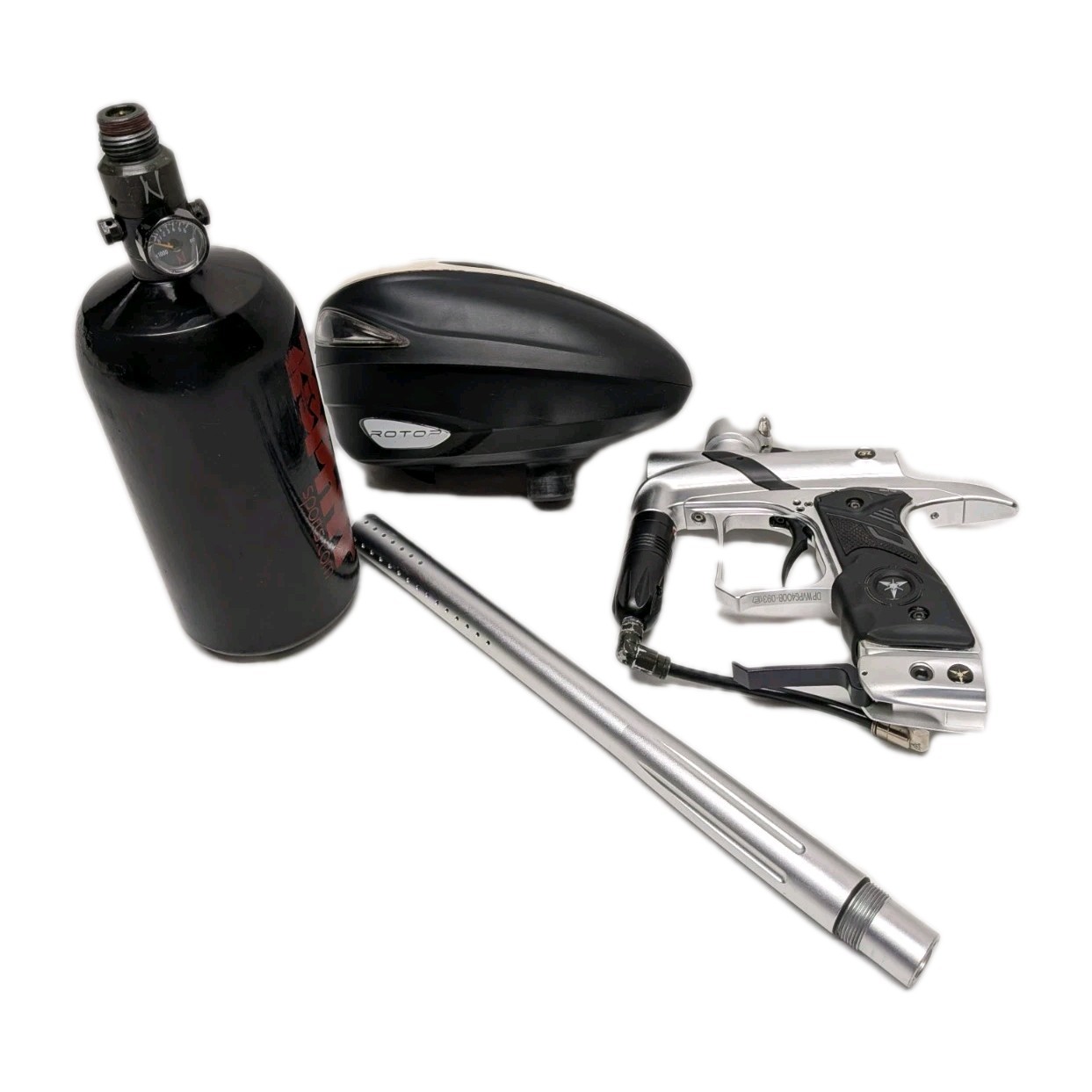 Dangerous Power G4 Paintball Marker Lot W/Rotor Electronic Hopper/Tank/Barrel