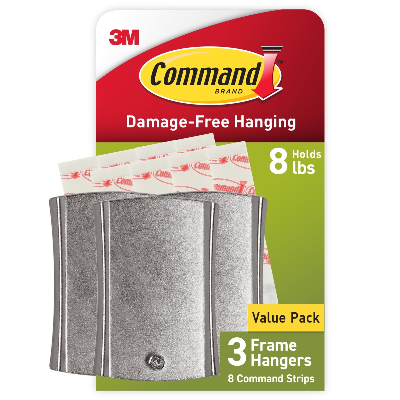 Command 8 Lb Jumbo Universal Picture Hanger, 3 Frame Hangers and 8 Command Strip