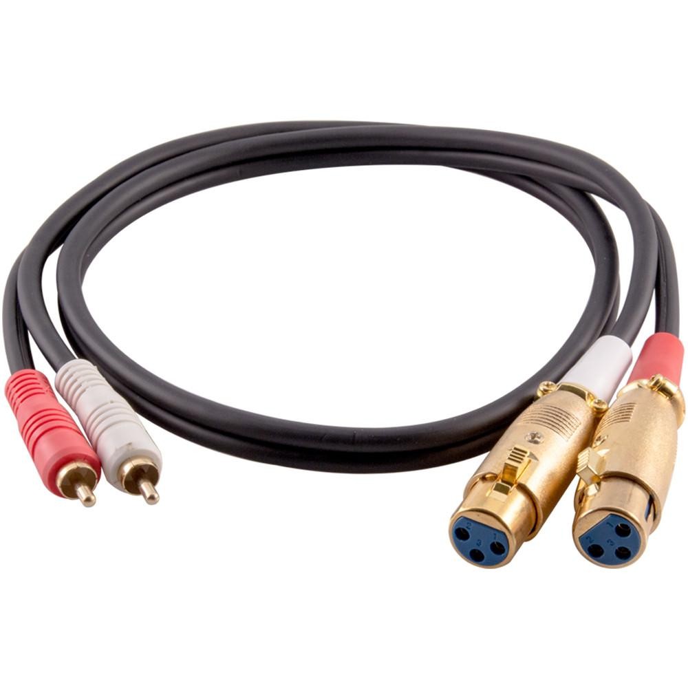 Premium 3ft Dual XLR Female to Dual RCA Male Patch Cable Audio Adapter