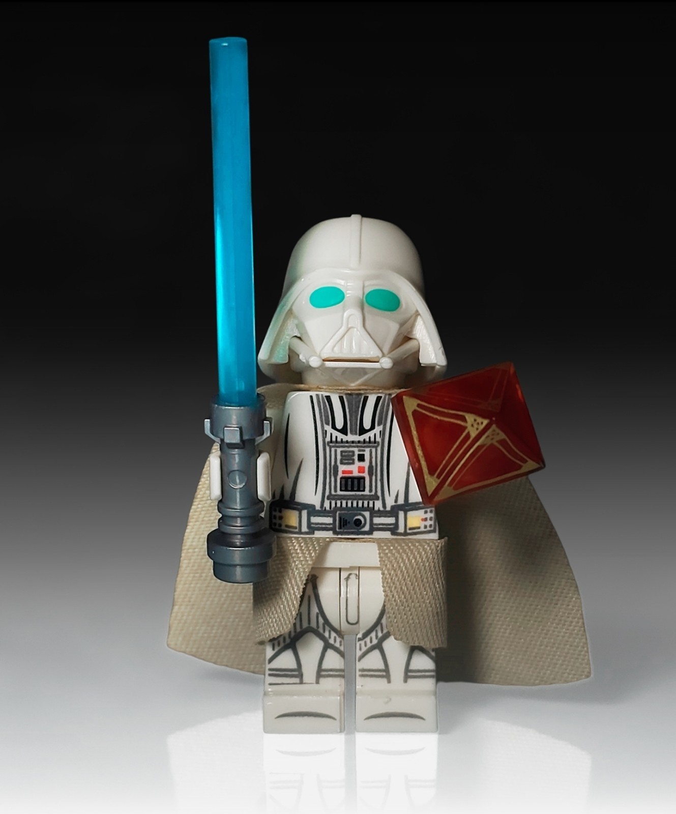White Darth Vader Minifigure with Lightsaber and Sith Artifact