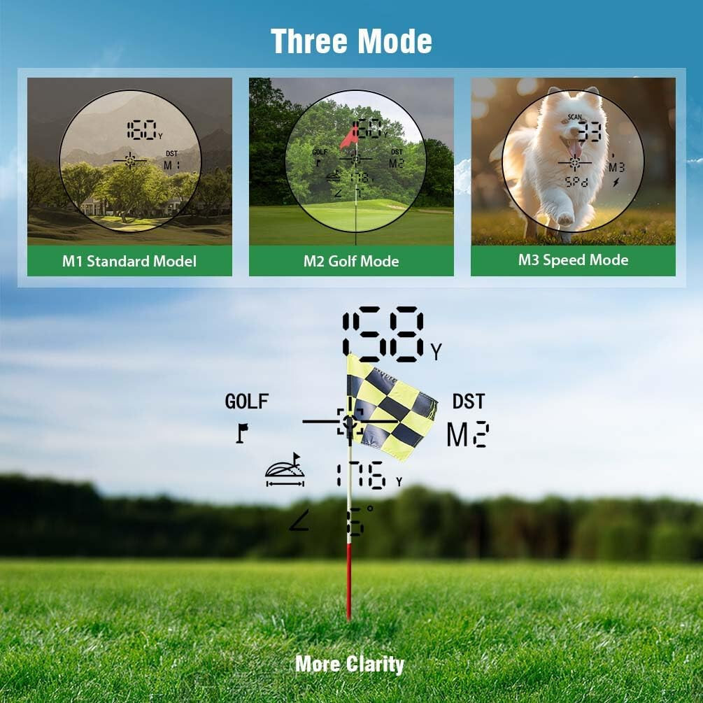 Solar Golf Laser Rangefinder 7X Magnify Slope Flag Pole Lock Vibration Magnet St
