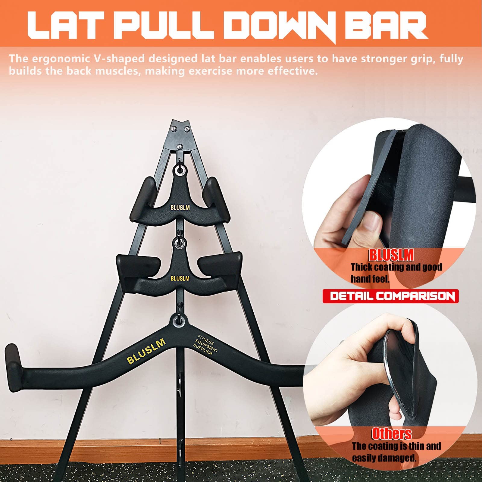 BLUSLM LAT Pull Down Bar for Cable Machine, LAT Pulldown Attachments Tbar Vba...