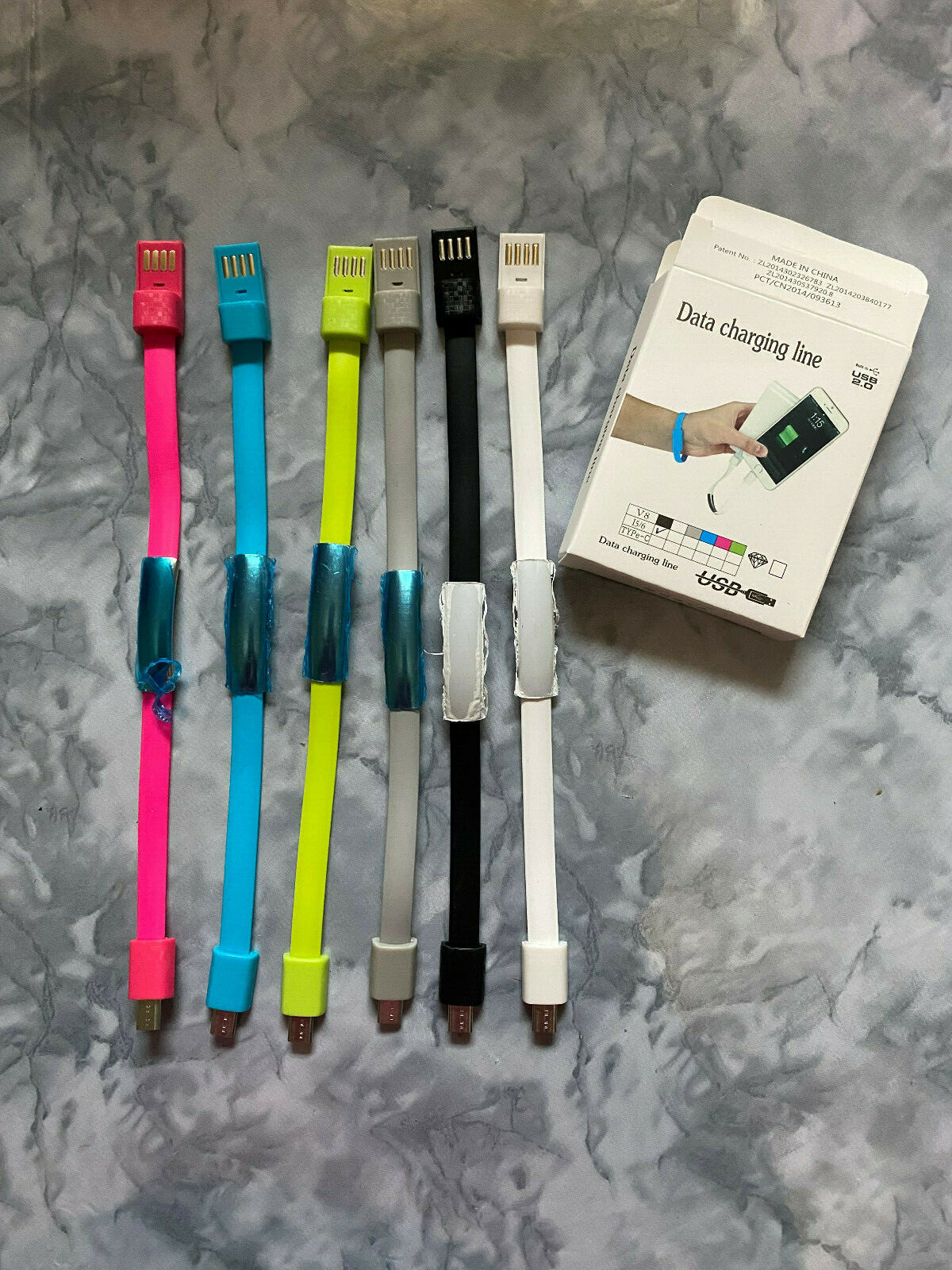 Bracelet Flat Wire USB Charger Cable Data Cord For Android (Green)