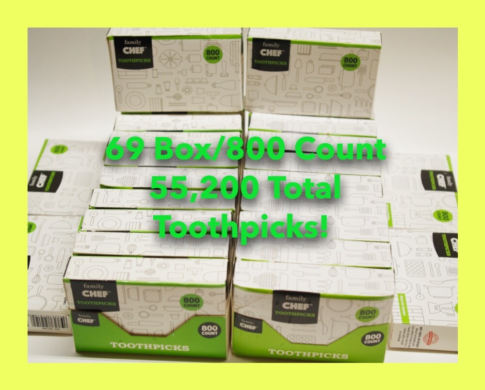 Restaurant Bulk 55,200 Total Bamboo Toothpicks x69 - 800 Count Boxes NEW