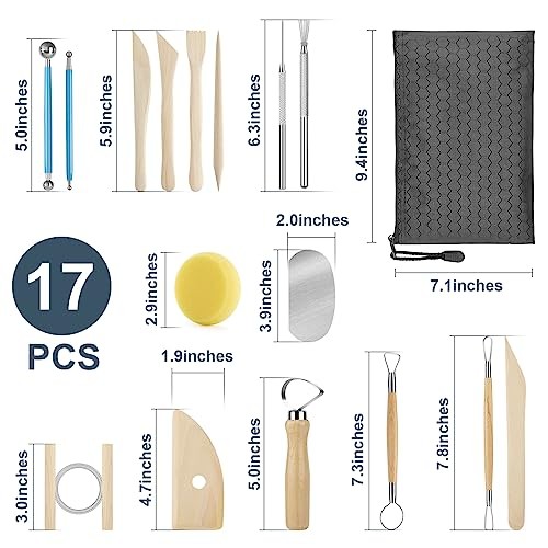 Pottery Tool Kit, 17pcs Polymer Clay Tools, Modeling Clay Sculpting Tools Kit,