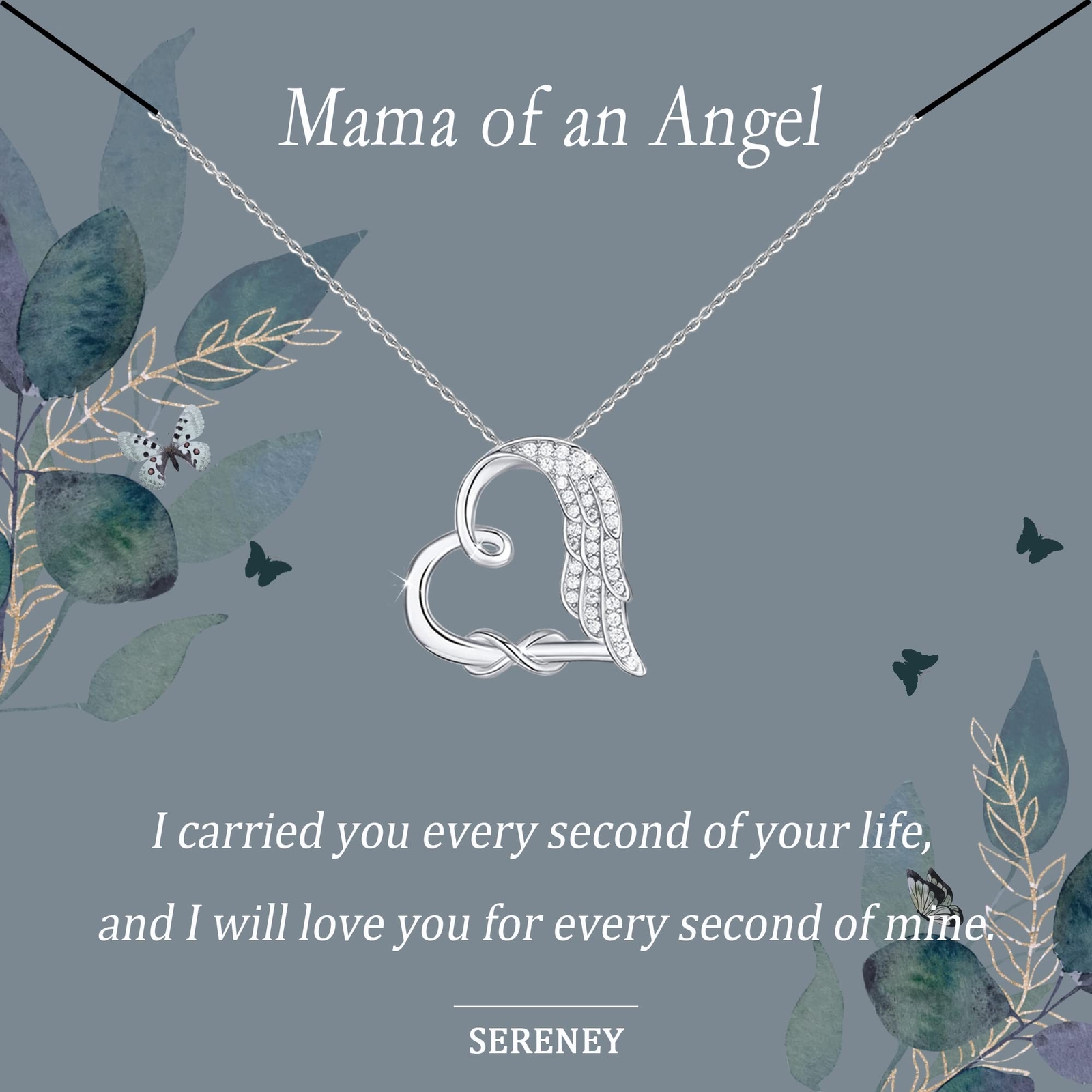 Sympathy Gifts for Loss of Loved One, Sterling Silver Angel Wing Infinity Hea...
