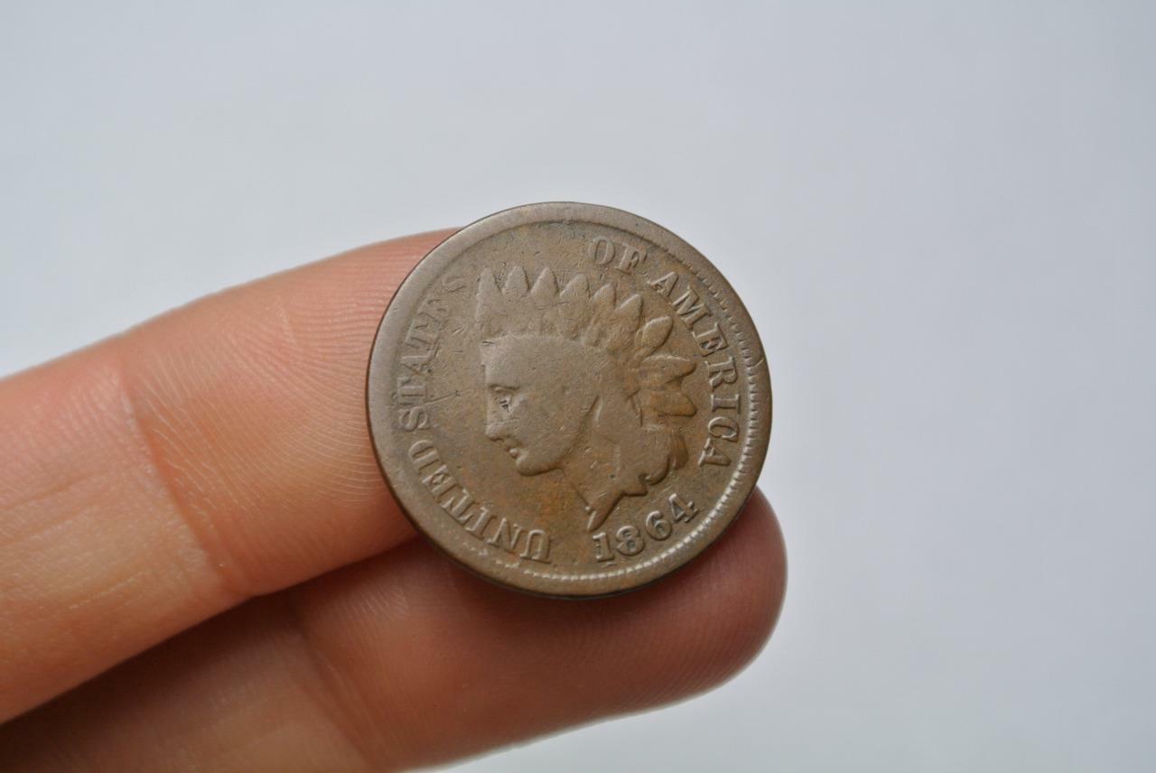 1864-L Pointed Bust Repunched Date Breen #1962, Indian Cent - C7809