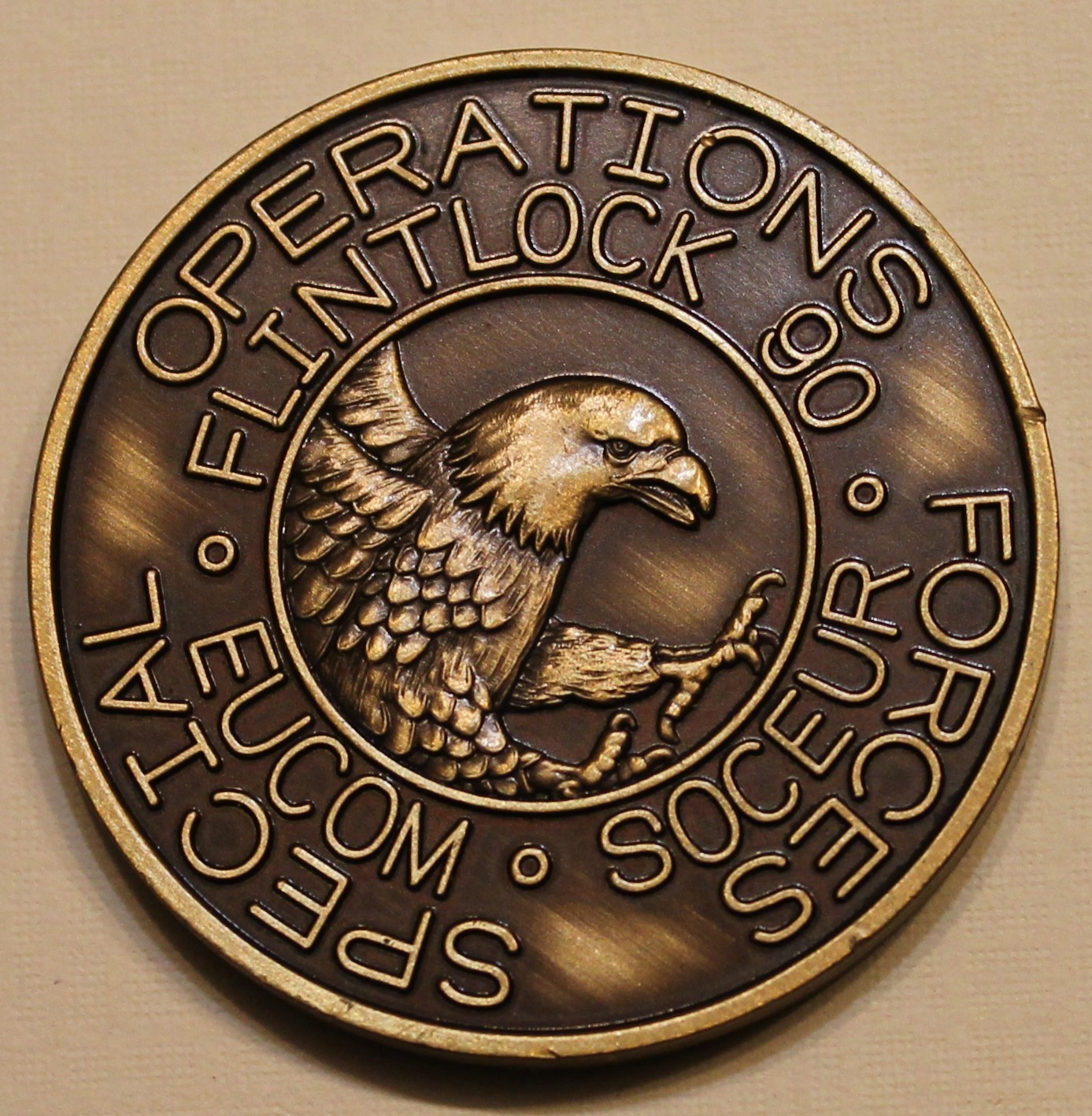 Special Operations Forces Europe Exercise FLINTLOCK 90 Ser#226 Challenge Coin