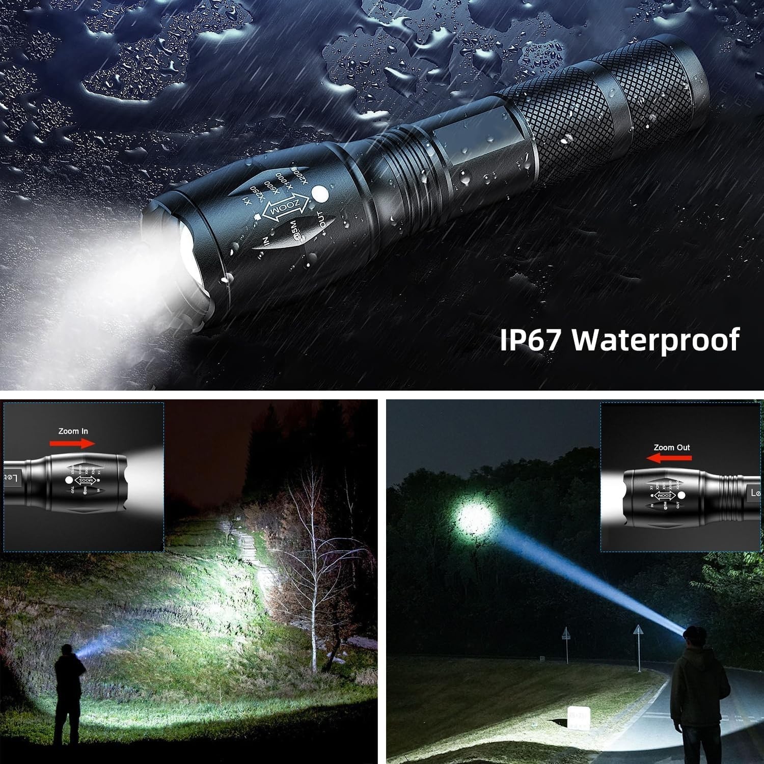 Military Grade Flashlight, 5 Modes 3000 High Lumens Led Waterproof, 2 Pack