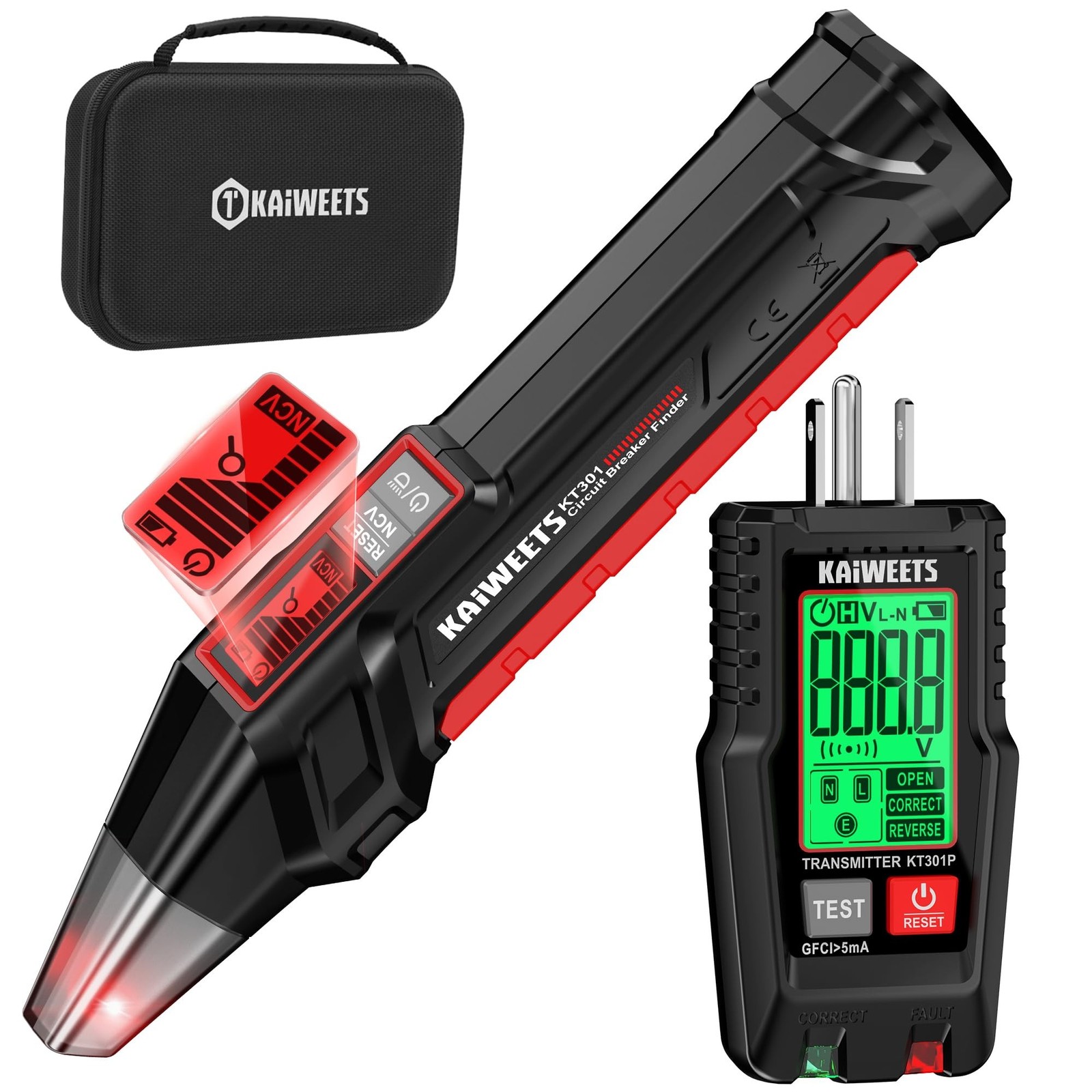 KAIWEETS Circuit Breaker Finder with LCD Display, GFCI Outlet Tester, Electri...
