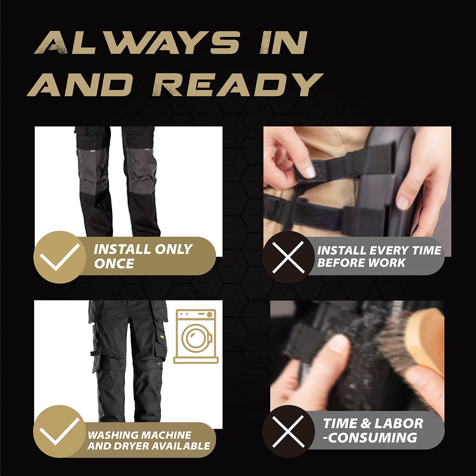 Hmyl Easy Knee Pad Inserts for Work Pants, Uniforms, and Tactical Pants, Brea...