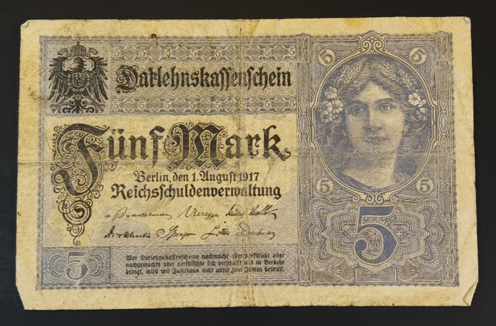 Germany 1917 5 MARK  WORLD WAR I CIRC Fair