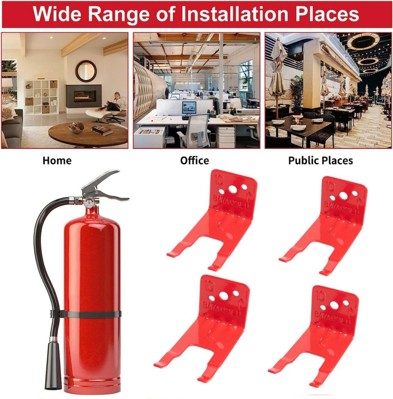4 PCS Universal Fire Extinguisher Bracket Mounts & Brackets U Hook Holder