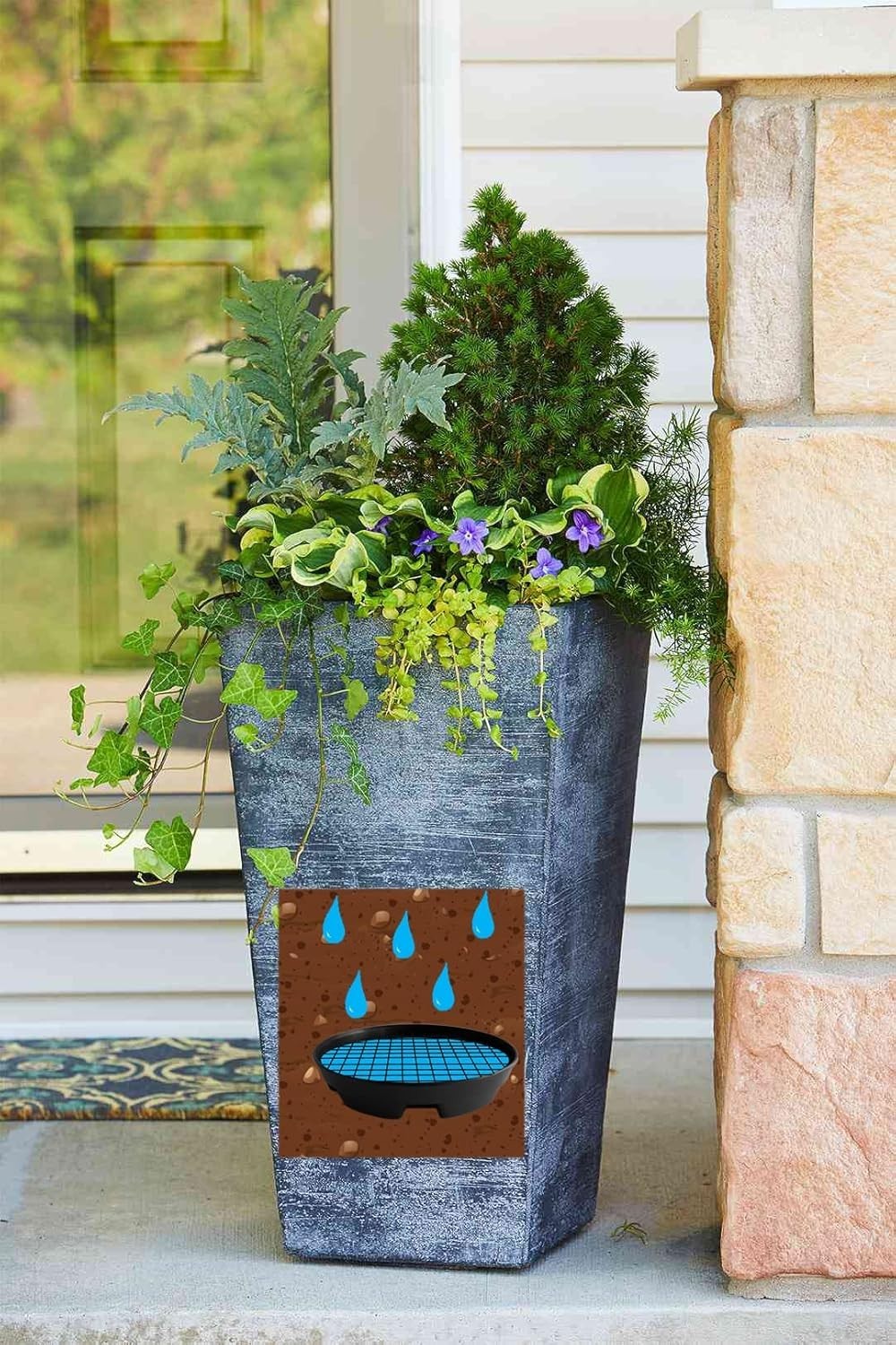 8 Pack Invisible Self Watering Planter Insert 5.3" Hanging Basket Drip Tray Pan