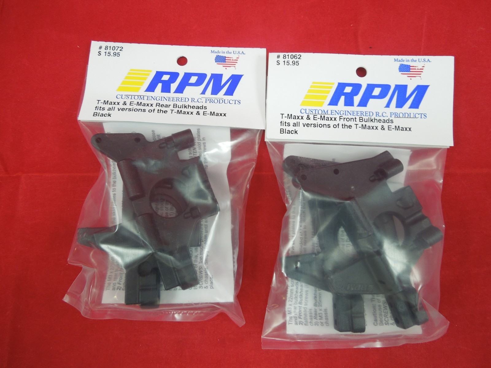 RPM TRAXXAS T-MAXX E-MAXX BLACK Front + Rear BULKHEADS BRUSHLESS 2.5 3.3 NEW