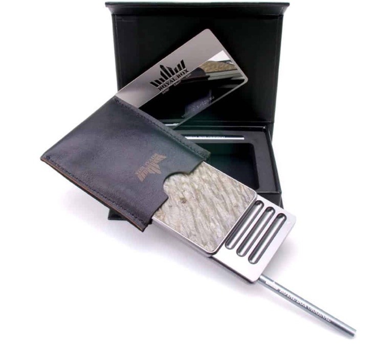 Royal Box Stone Edition Sagas Titanium 8 Slot Luxury Snuff Box & 3” Metal Straw