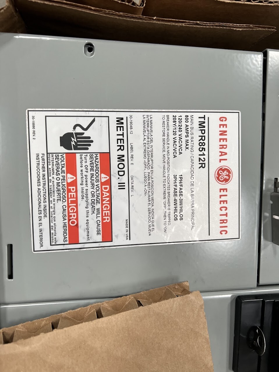 GE Meter MOD TMPR Ringless Type Meter Stack 5x125A 800A 5-Jaw 1PH or 3PH 4-Wire