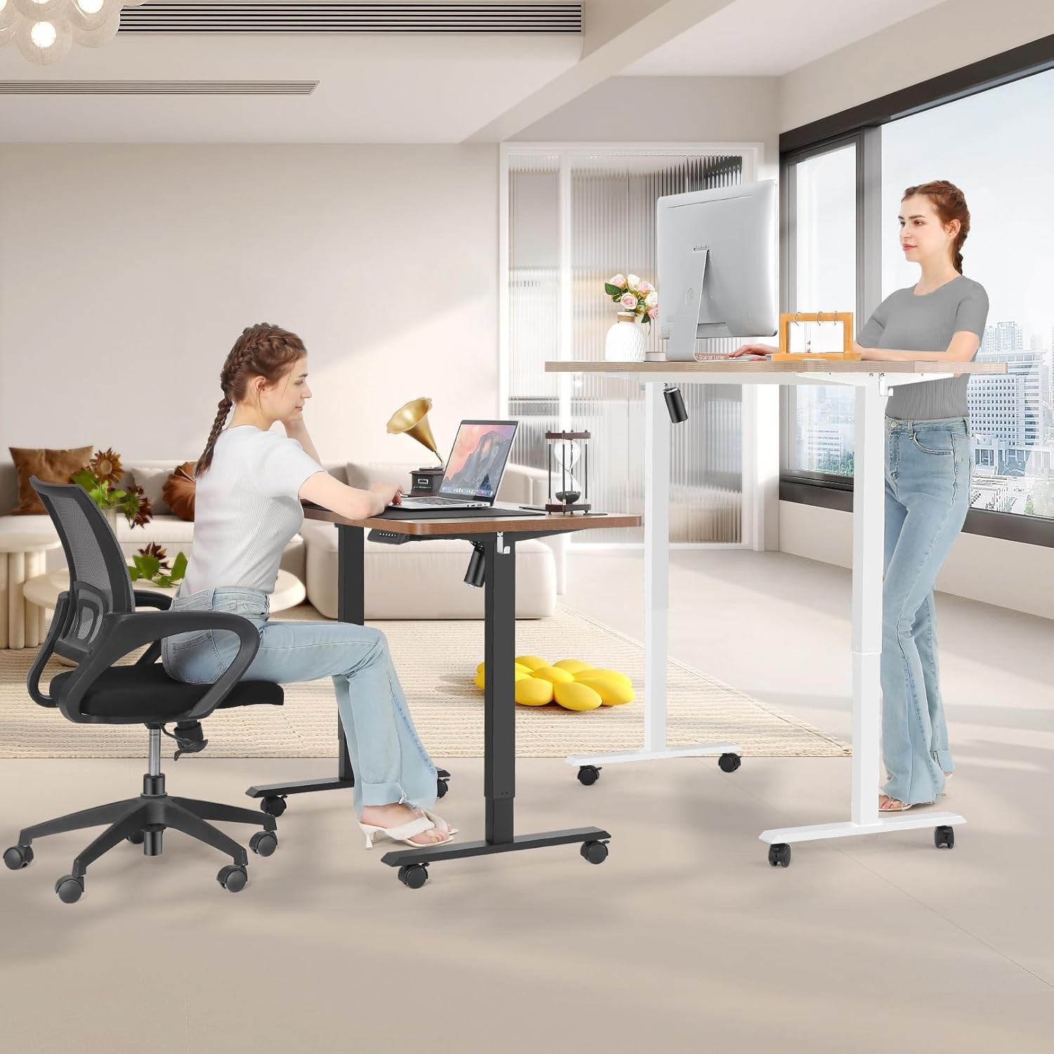 71"x28" Modern Height Adjustable Electric Standing Desk Home Office Computer Tab