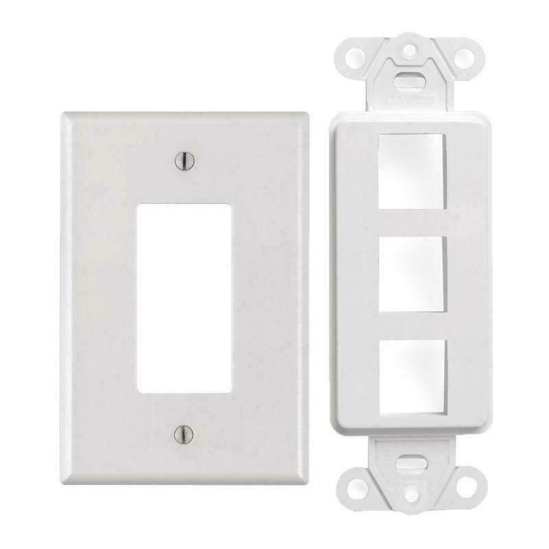 White 3 Port Decora Keystone Snap-in Jack Modular Wall Insert Cover Plate (1/pk)