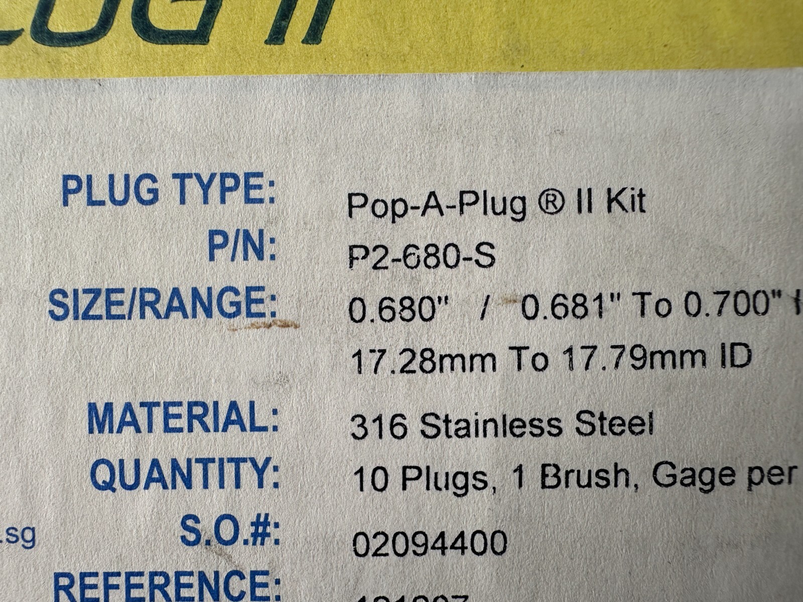 Expansion Seal Technologies Pop-A-Plug II System P2-680-S - Complete