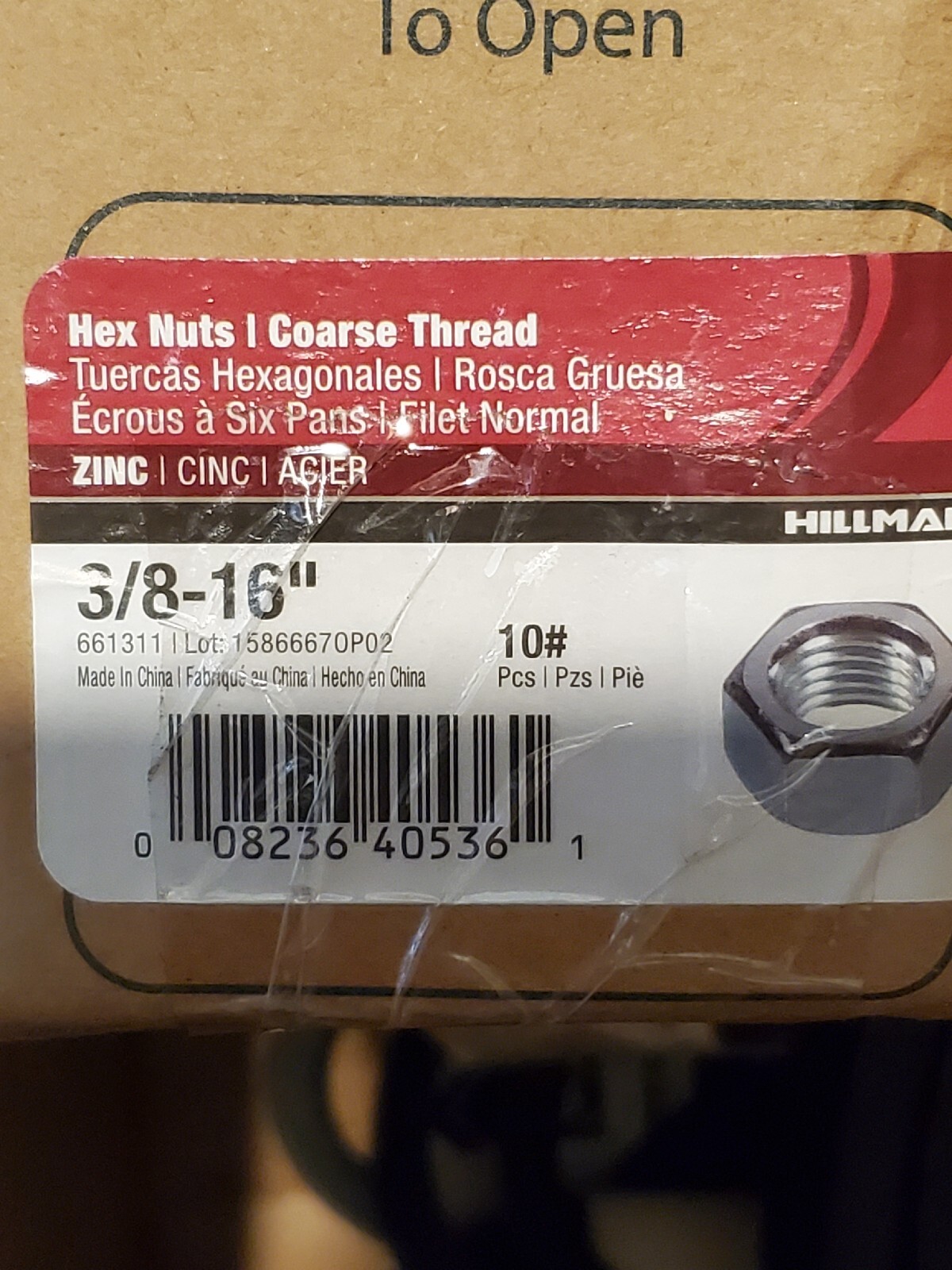3/8"-16 Grade 5 Finished Hex Nuts Zinc Plated Coarse Thread