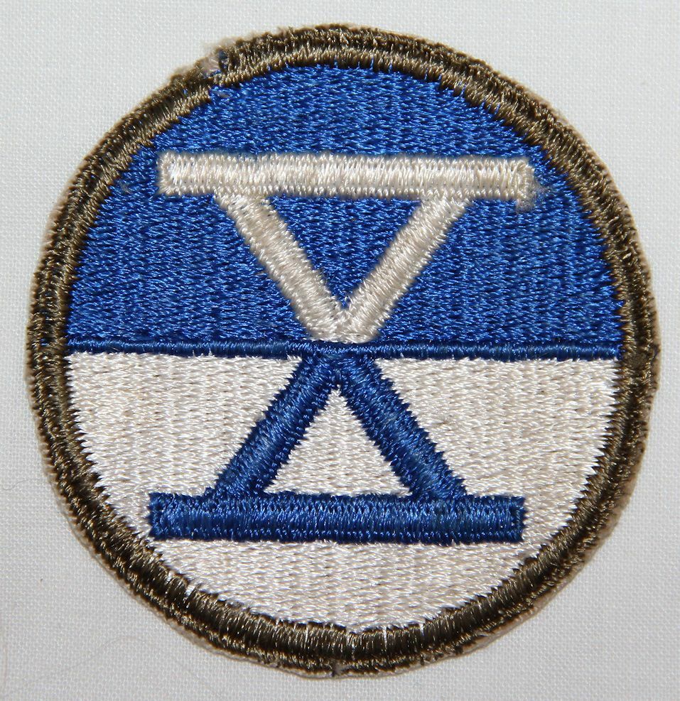 NICE ORIGINAL WWII 10TH CORPS PATCH, NICE WHITE BACK