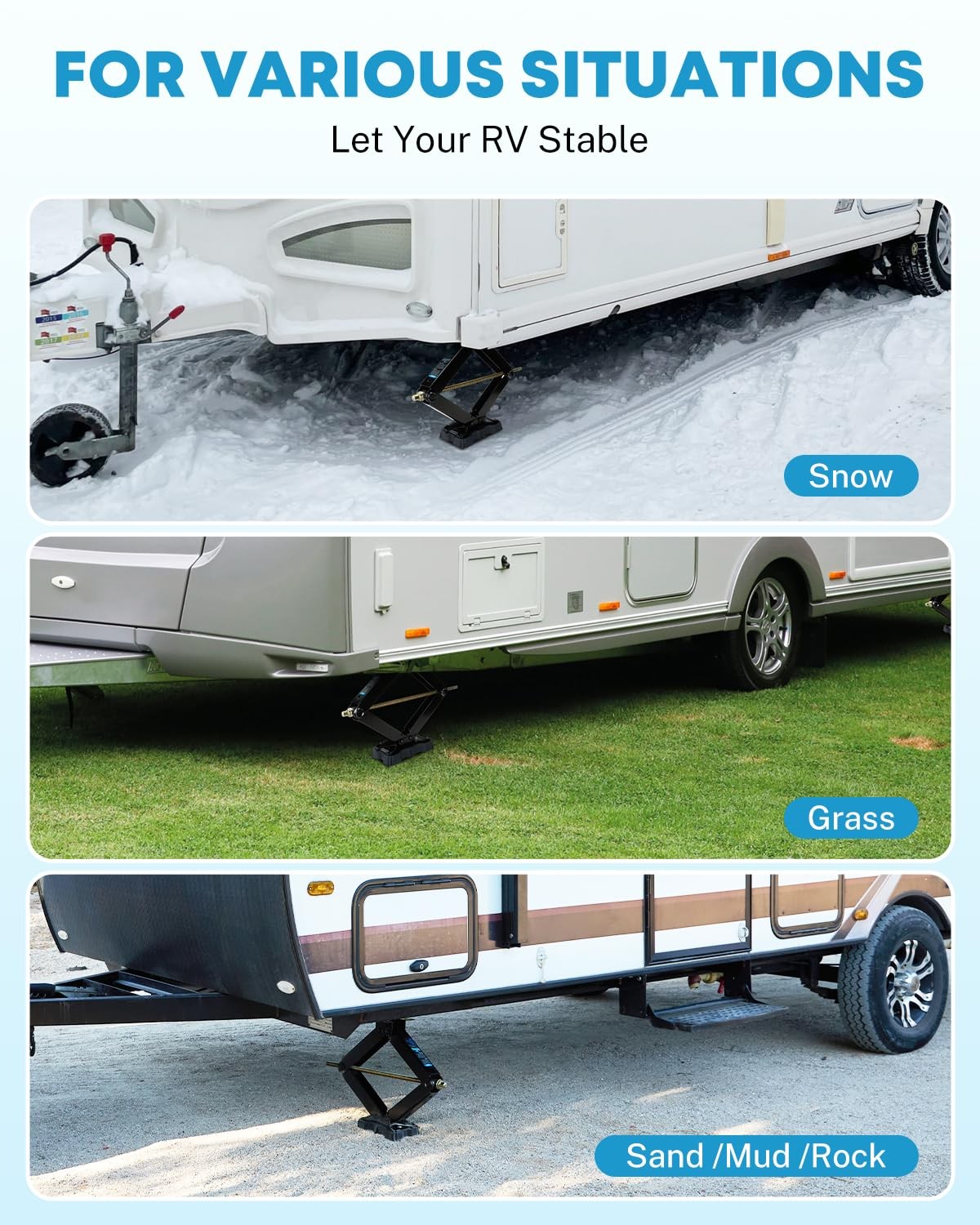 Kohree 4 Pack RV Stabilizer Jack Pads, Sturdy Leveling 4 Pack, Black