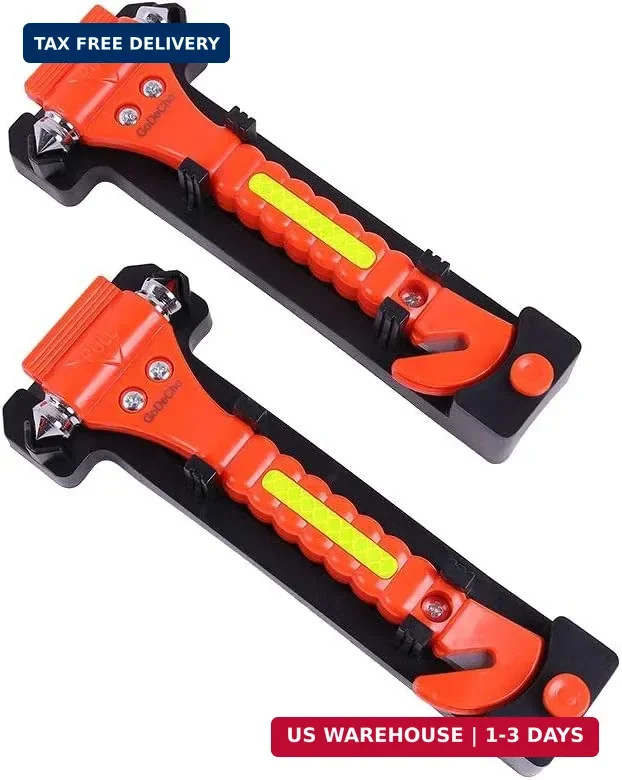 2 PCS Go DeCho Car Safety Hammer Emergency Escape Tool with Seat Belt Cutter and