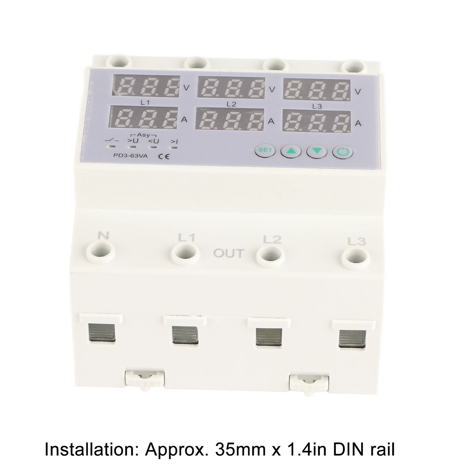 3 Phase DIN Rail Voltmeter Ammeter Automatic Overvoltage Protector 63A Part