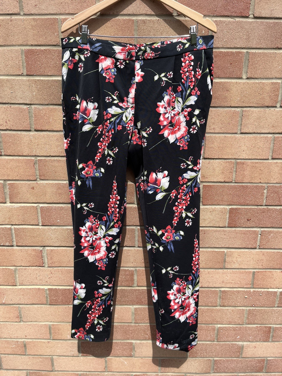 Moda George Floral Stretch Trousers Tapered Ankle Grazer Scuba Size 8 U28