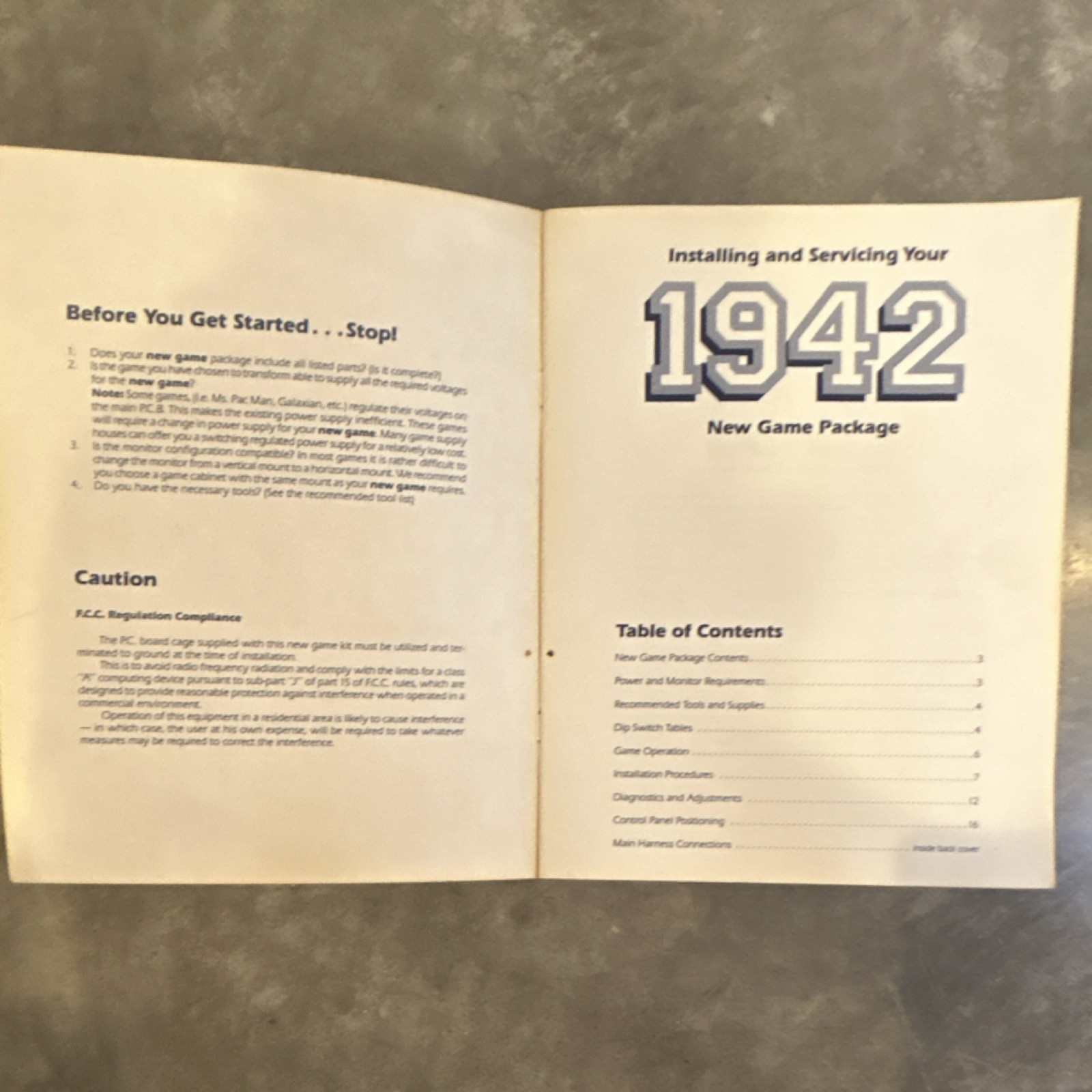 Romstar 1942 Arcade Game Instruction Manual 1985 Schematics Assembly Drawing