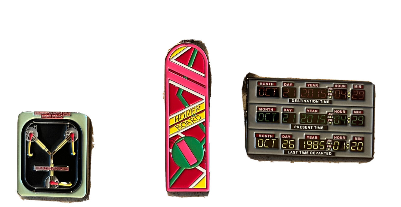 back to the future Keychain Set. Hover Board, Flux Capacitor, Time Circuits