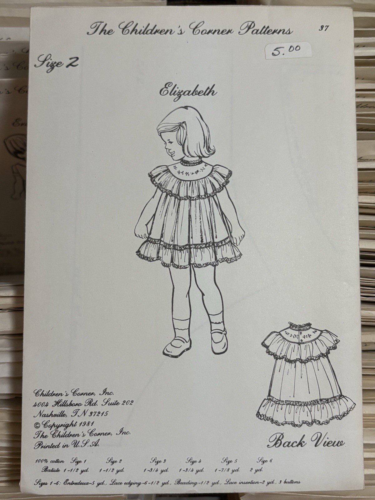 OOP/Vintage The Children's Corner Patterns #37 Elizabeth