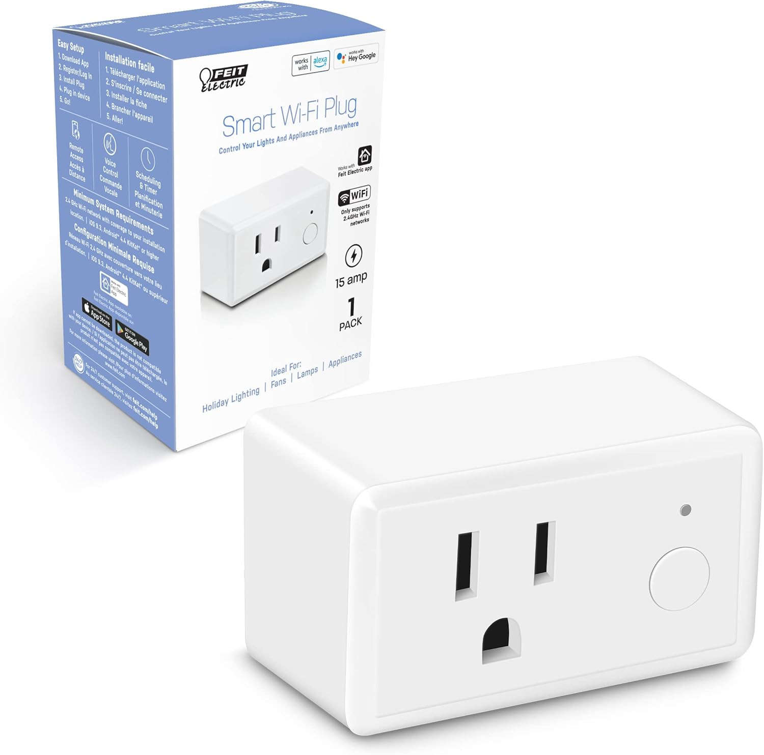 Smart Wi-Fi Plug, Works with Alexa and Google Home, No Hub Required, 2.4 Ghz Net