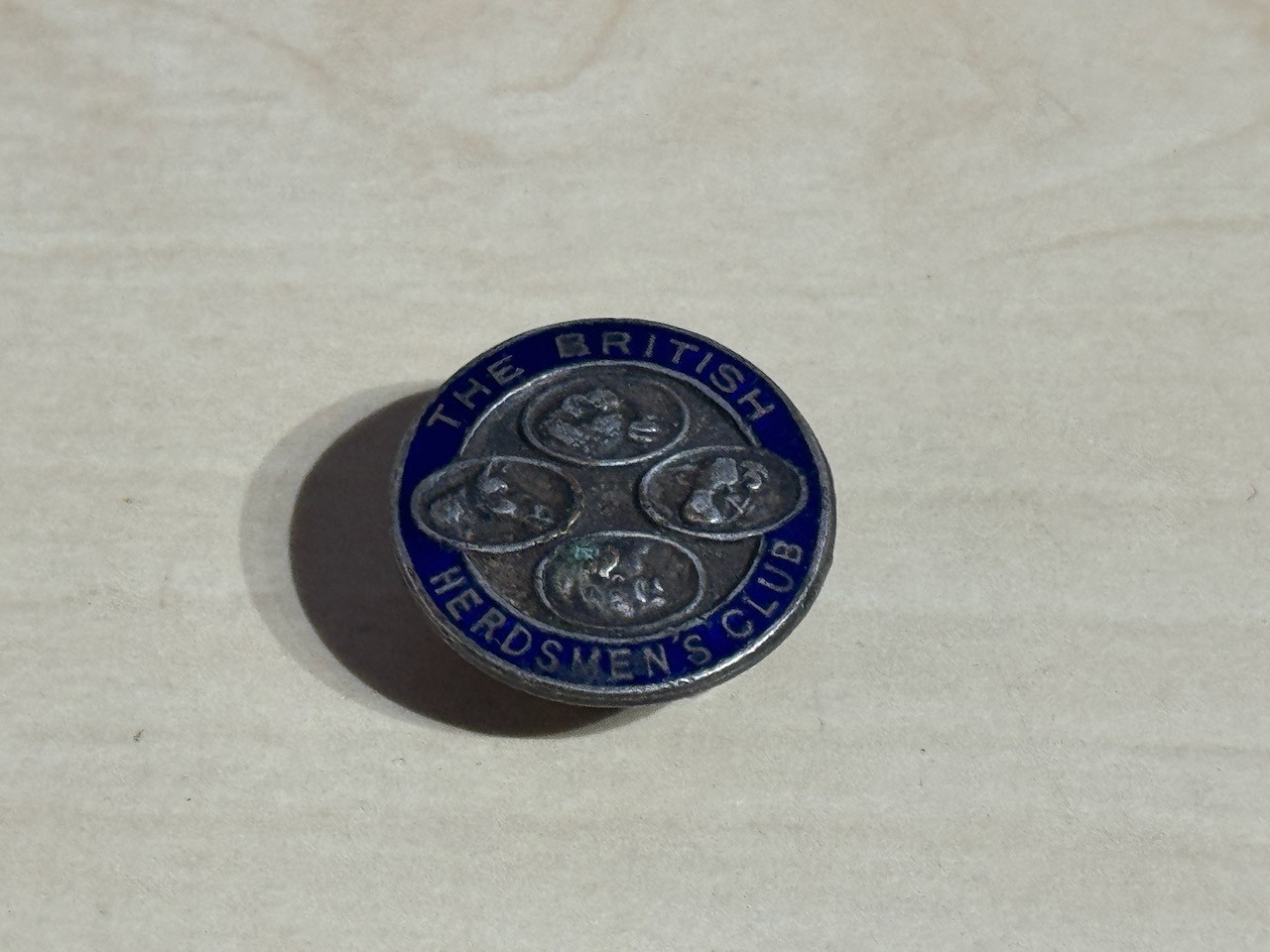 The British Herdsmen's Club Vintage Enamel Badge Claw Fixing