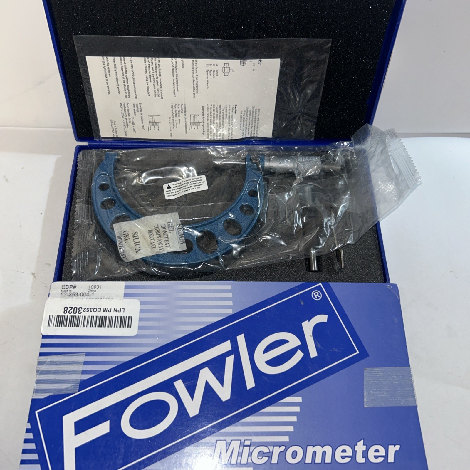 52-253-004-1, Premium outside Inch Micrometer with 3-4" Measuring Range