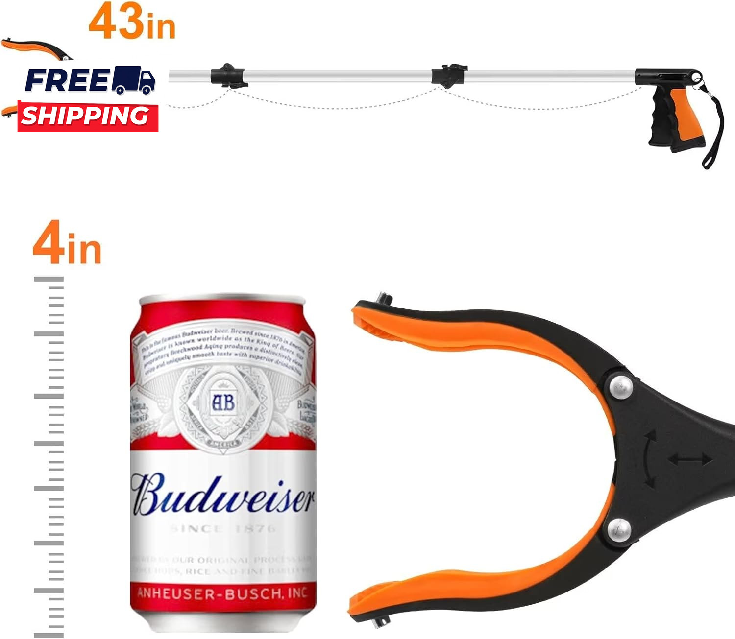 43" Extra Long Grabber Tool Foldable Grabbers for Elderly Grab It Reaching