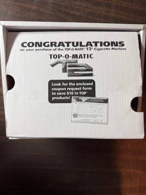 Top-O-Matic T2 Cigarette Rolling Machine in box