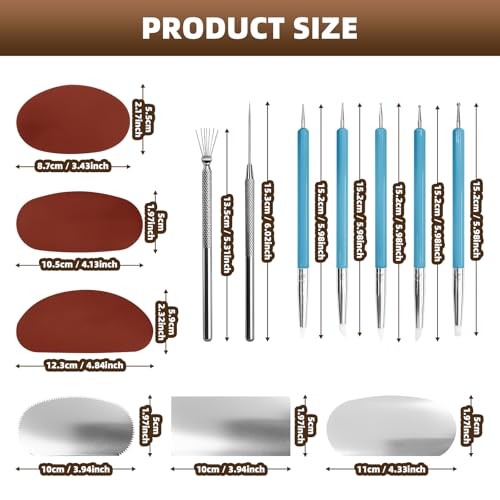 14 Pcs Ceramic Clay Sculpt Tools - Silicone & Stainless Steel Squeegee