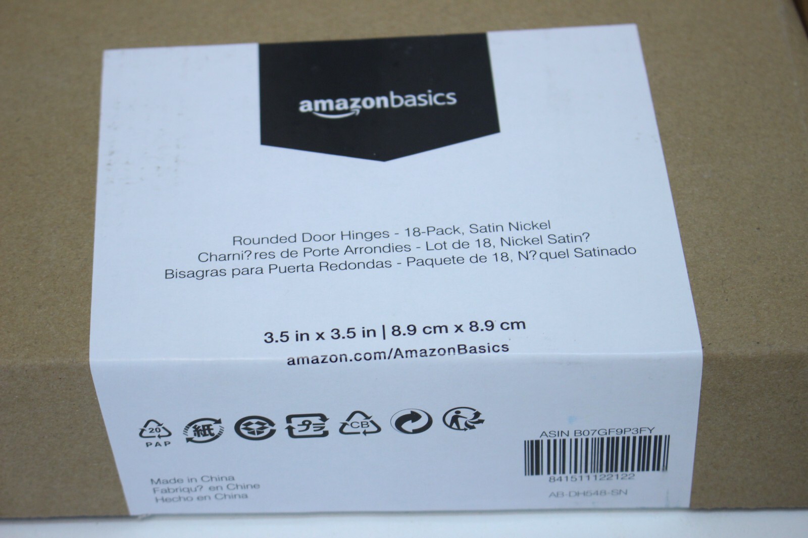 Rounded 3.5 Inch x 3.5 Inch Door Hinges, 18 Pack, Satin Nickel Amazon Basics