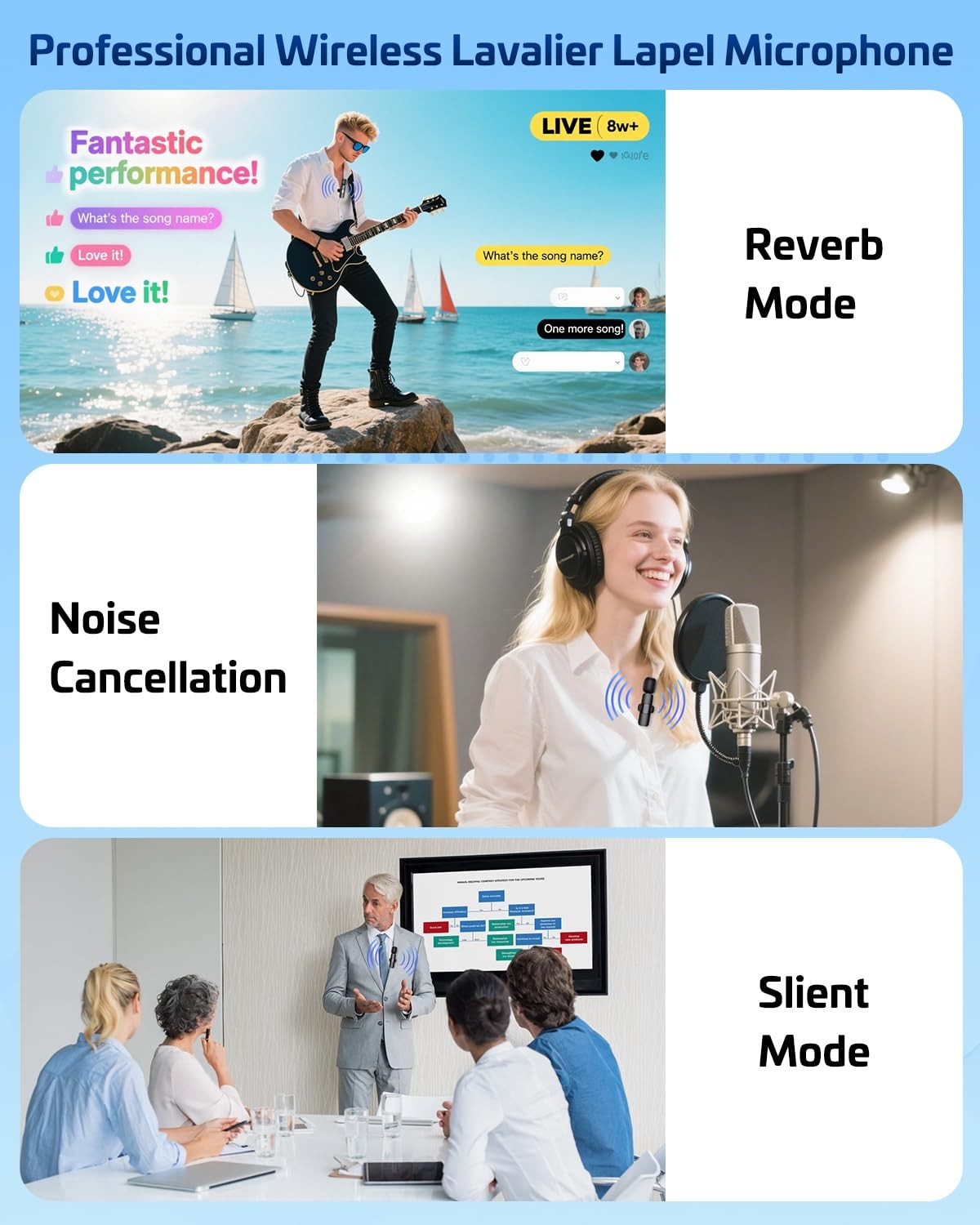 Pink Wireless Lavalier Microphone for iPhone & Android - Mini Clip-On