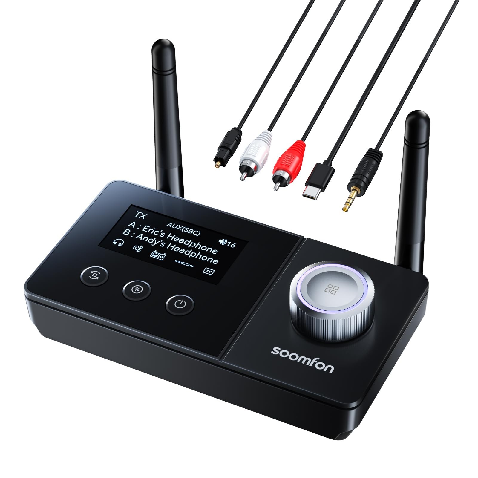 Dual Antenna Bluetooth Transmitter for TV Bluetooth 5.3 Receiver 3-in-1 to 2 ...