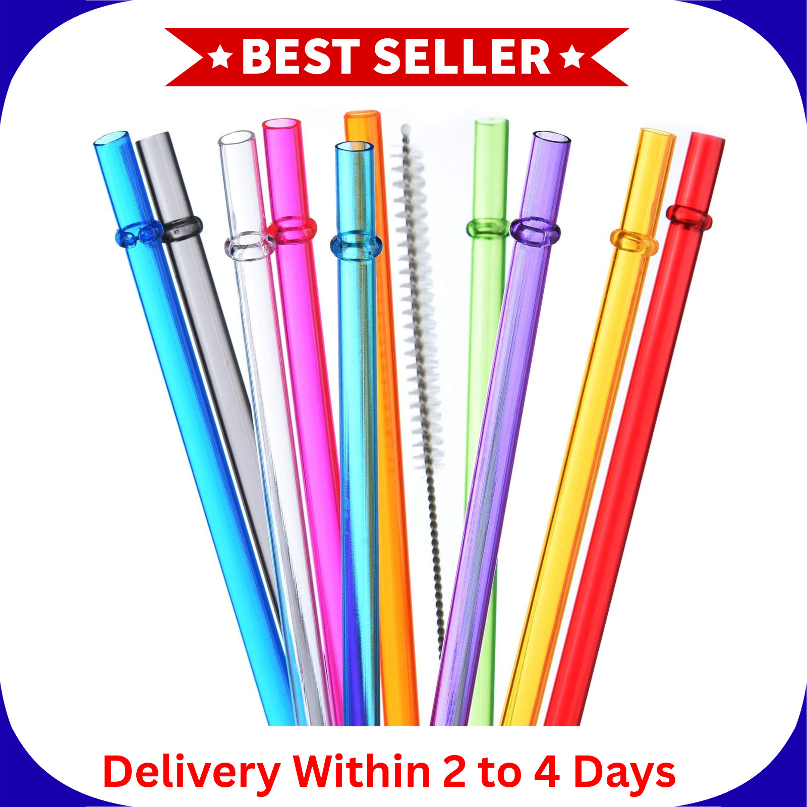 10.5in Rainbow Reusable Tritan Straws for 16/20/30oz Stanley YETI Tumblers NEW