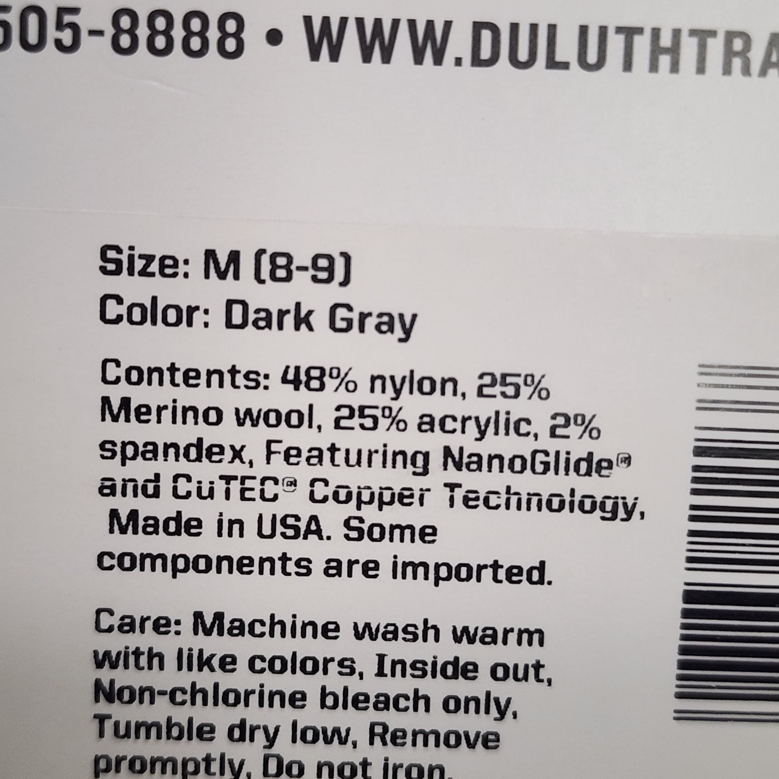 DULUTH TRADING CO No-Show COPPER MERINO Wool Compression Arch Socks Size M (8-9)