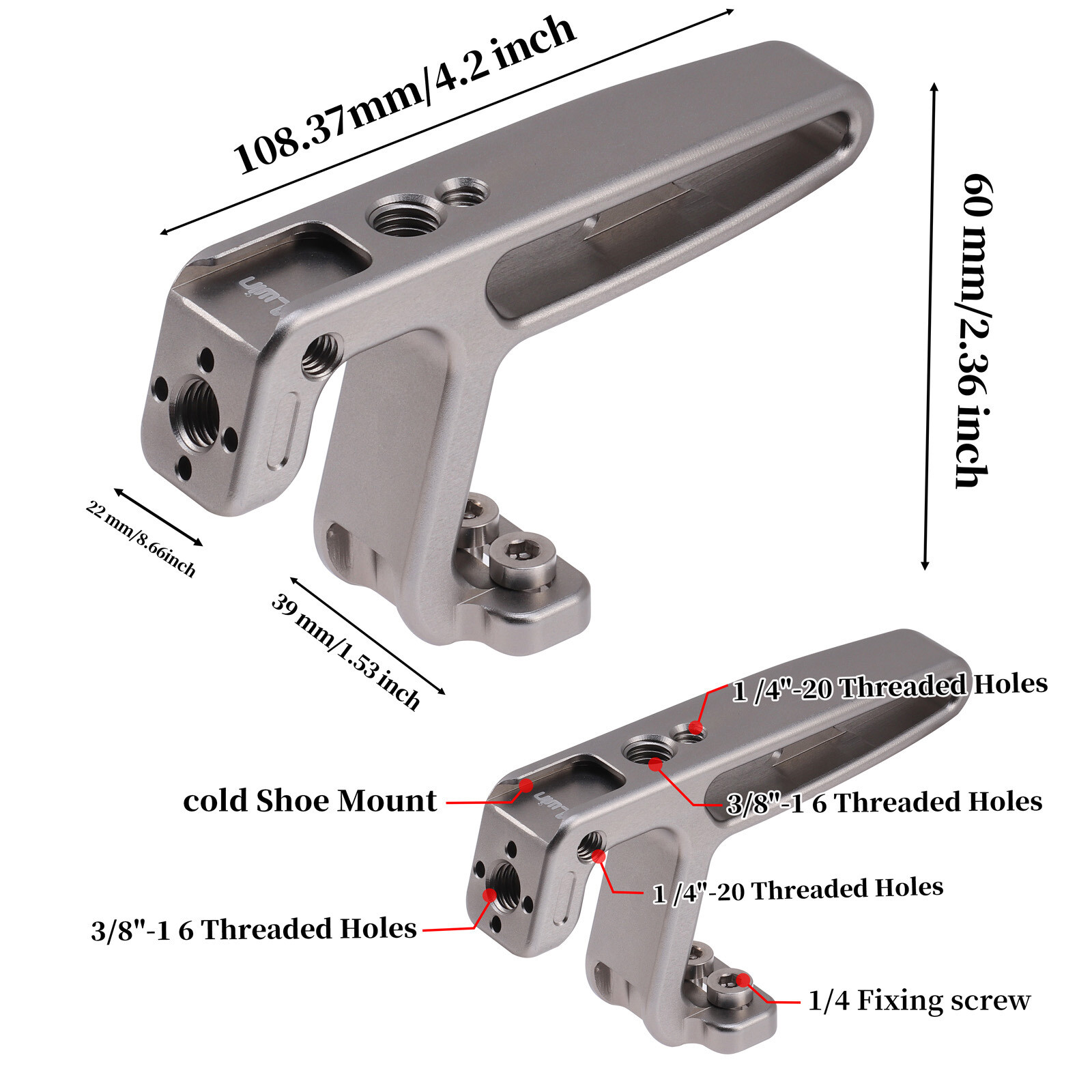 US Mini Top Handle Grip 1/4"-20 Screw Mount Lock for DSLR Mirrorless Camera Cage