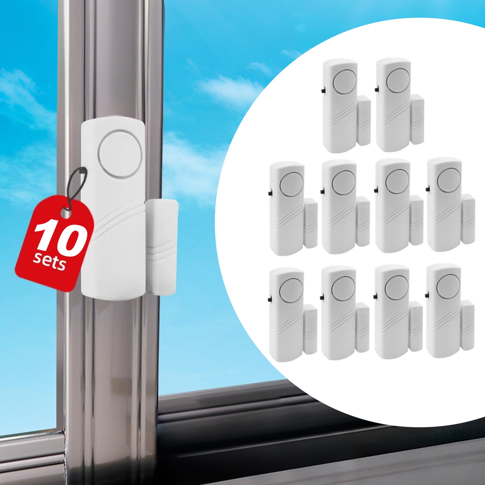 10Pack Magnetic Simple Fix 95dB Wireless Door Window Store Security Alarm
