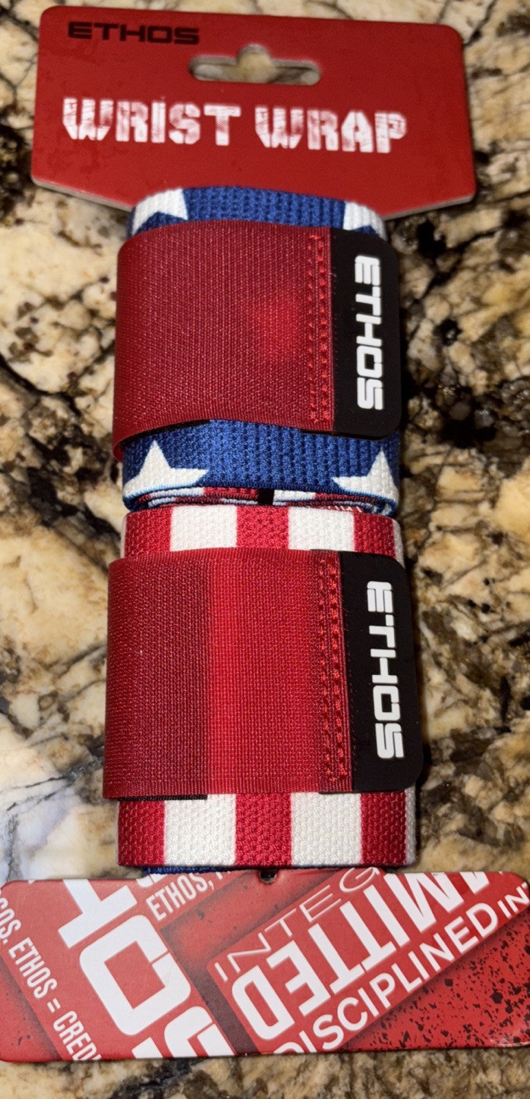 NWT ETHOS Wrist Stabilizer Wraps Weightlifting ONE SIZE American Red/white/blue