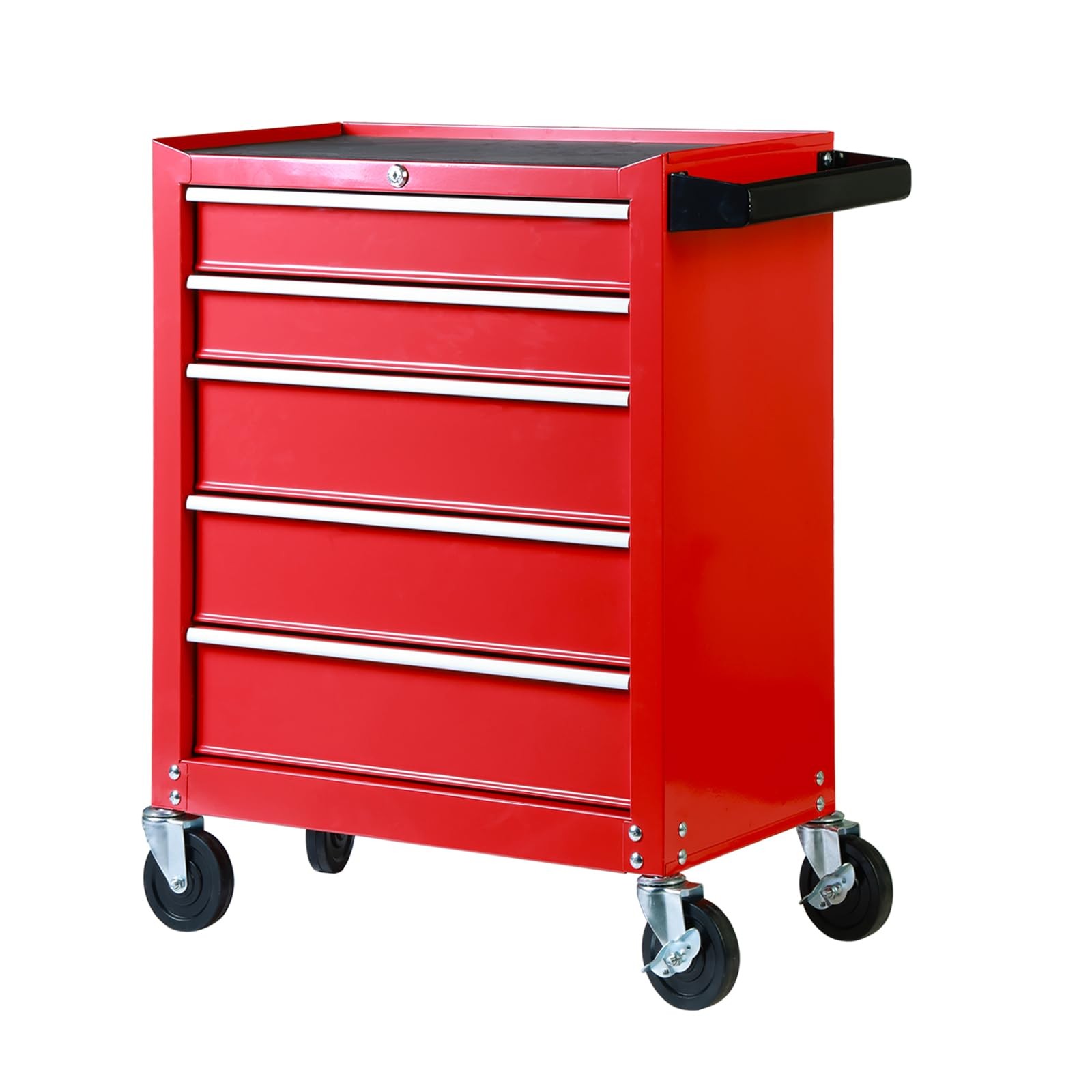 Rolling Tool Chest 5 Drawers, Portable Tool Storage Cabinet with Wheels, Red